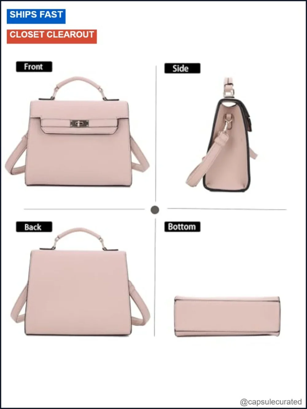 EVVE Women's Top Handle Satchel with Detachable Strap Pebbled Faux Leather